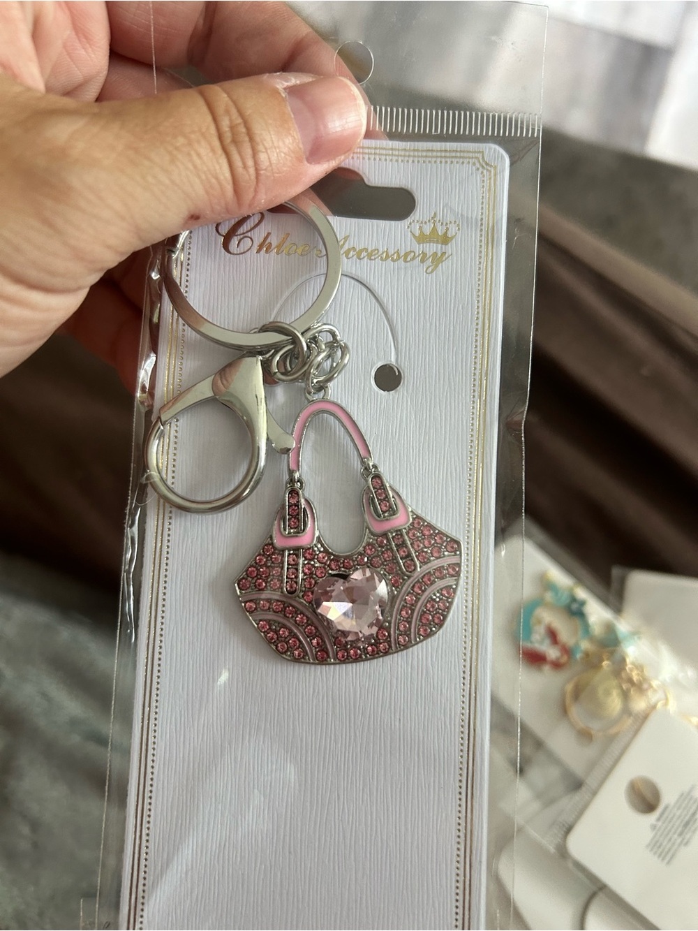 4/$50 Pink Crystal Handbag Keychain